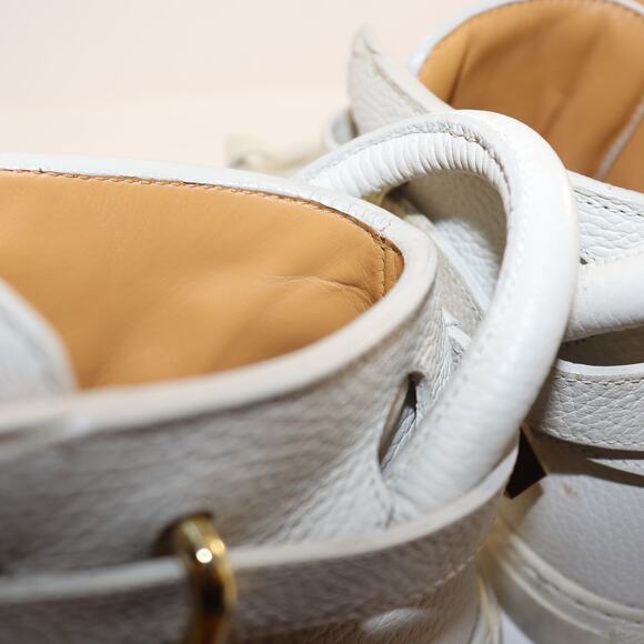 Buscemi 100MM White Leather High-Top Sneakers Gold Hardware Size 41 - Picture 7 of 8